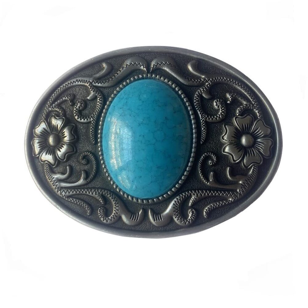 3900 DT Vintage Novelty Large Turquoise Western Cowboy Belt Buckle ,Gift